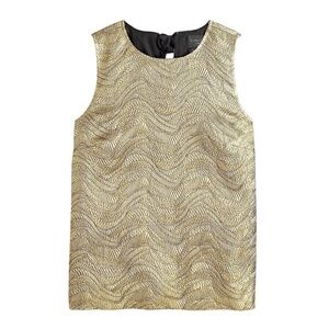 NWT J.Crew Collection bow-back‎ top in Gold  metallic leaf jacquard